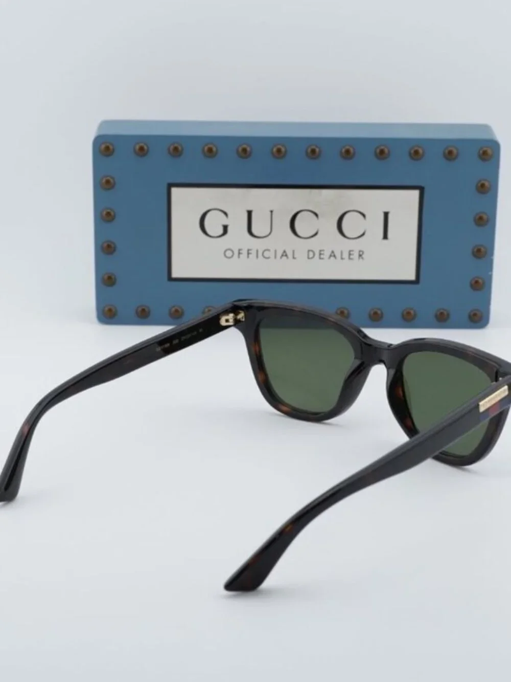 Gucci GG1116S 002 Unisex Square Sunglasses - Havana / Green - Picture 10 of 11